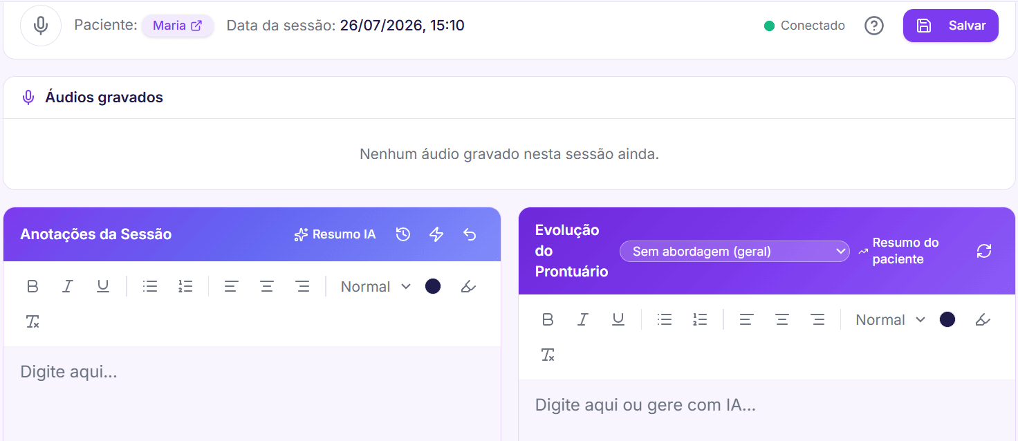 Tela Iniciar Sessão do ConnectPsi